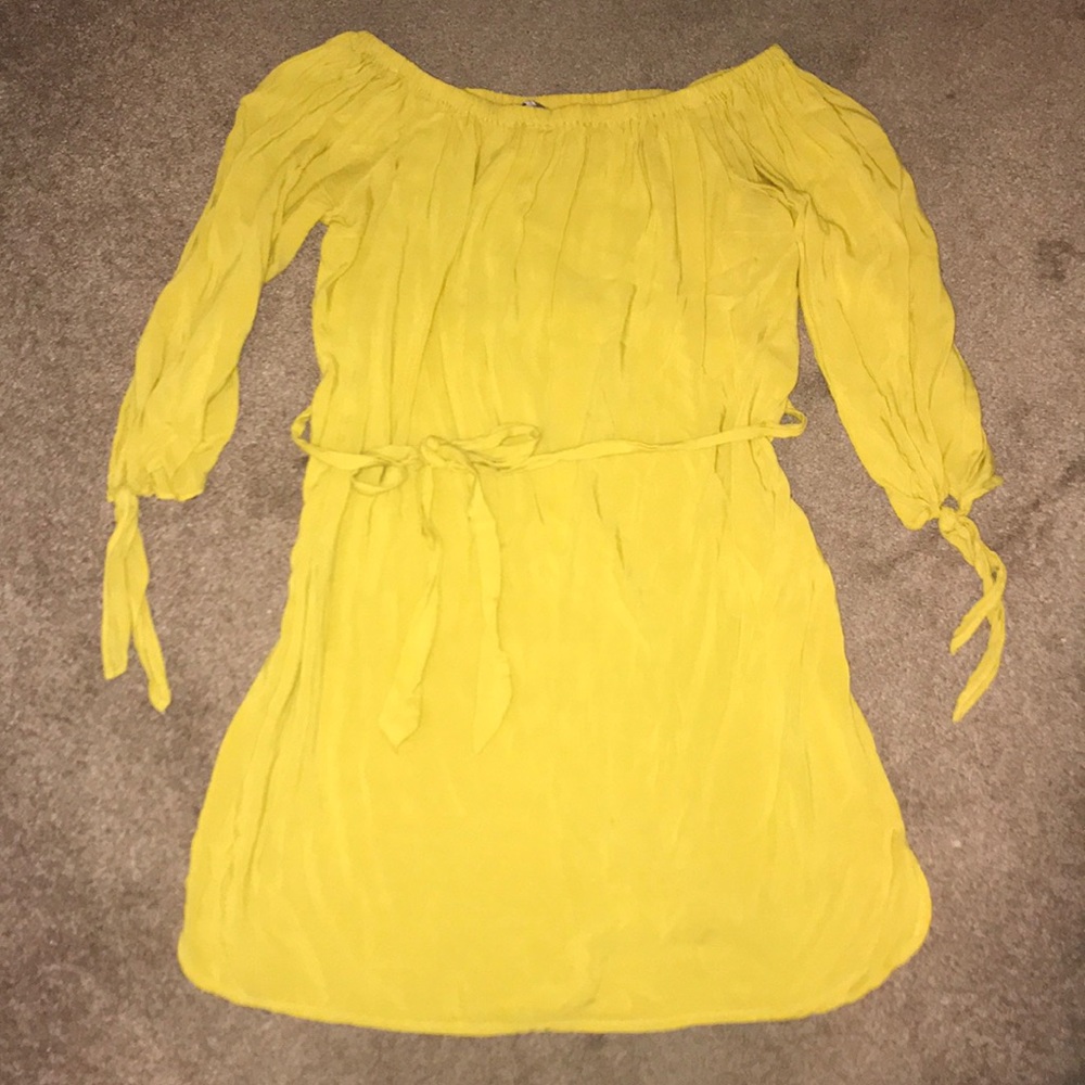 Forever 21  Strapless Yellow dress with cloth belt